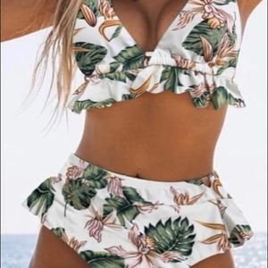 Green Floral Highwaisted Bikini